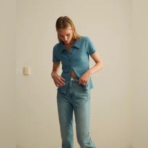 Madewell Ribbed Polo Button-Front Tee